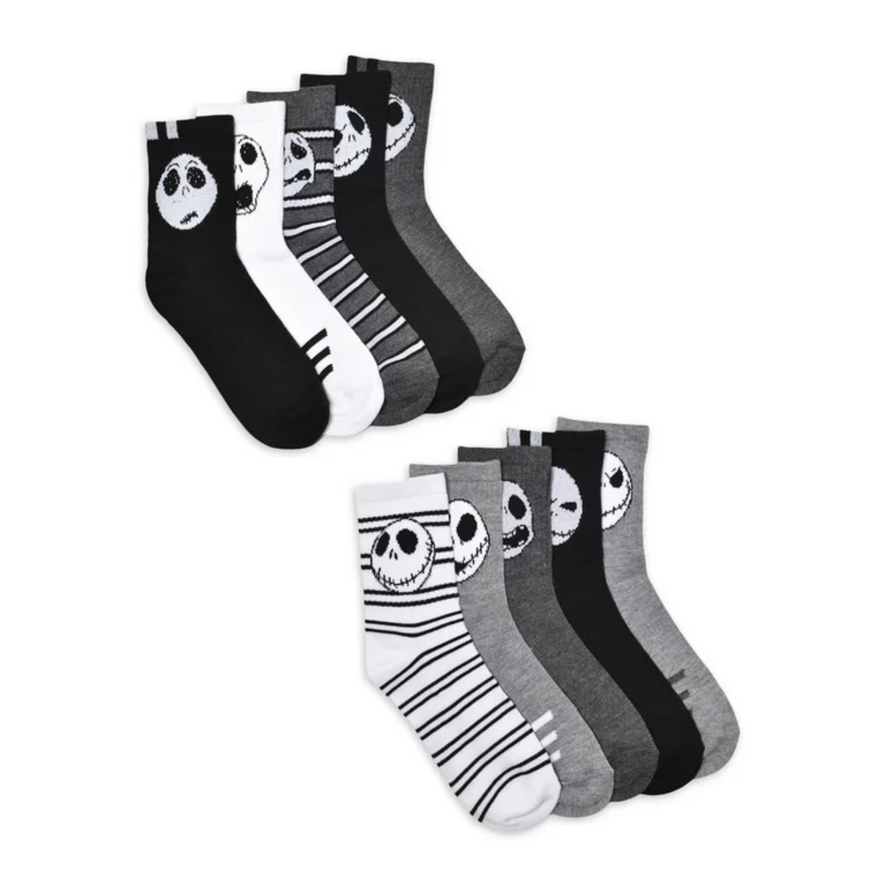 The Nightmare Before Christmas Womens Jack Skellington Graphic Crew Socks 10pack